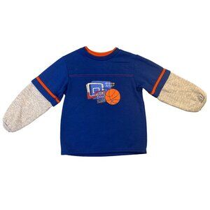 Simply Basic Boys Size 5T Long SLeeves Layered Tshirt Tee Basketball Blue Gray